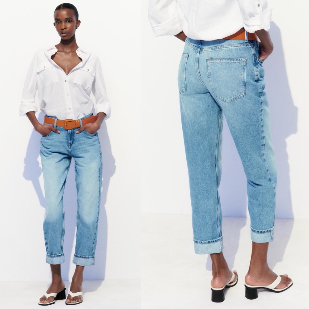 Zara Z1975 BOYFRIEND RELAXED RIGID MID RISE JEANS SIZE 2 NEW